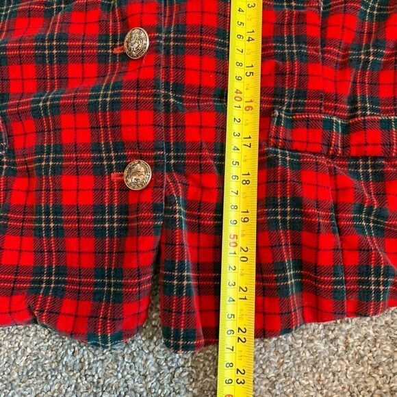 Vintage 1990s Red Velvet Plaid Novelty Vest XL Button Holiday Satin Black - Picture 5 of 5